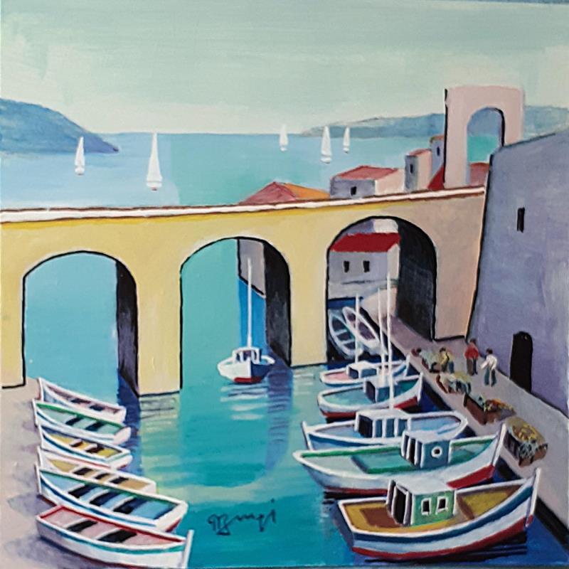 Painting VALLON DES AUFFES by Burgi Roger | Painting Figurative Landscapes Marine Acrylic