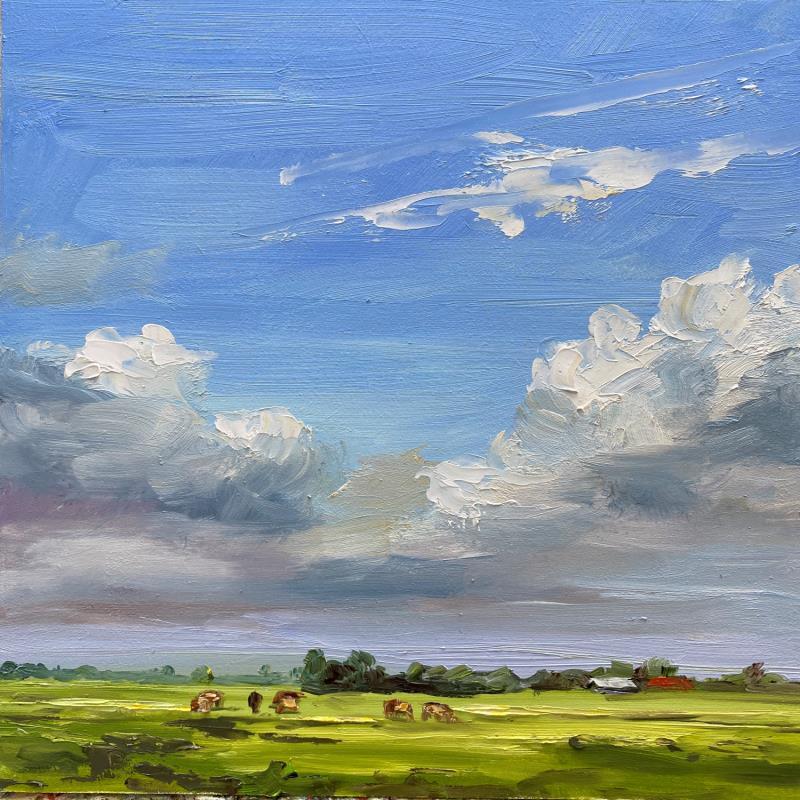 Painting Hollands landschap met koeien 24LS152 by Lynden (van) Heleen | Painting Figurative Oil Landscapes, Marine