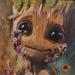 Gemälde Baby Groot von Caizergues Noël  | Gemälde Pop-Art Pop-Ikonen Acryl Collage