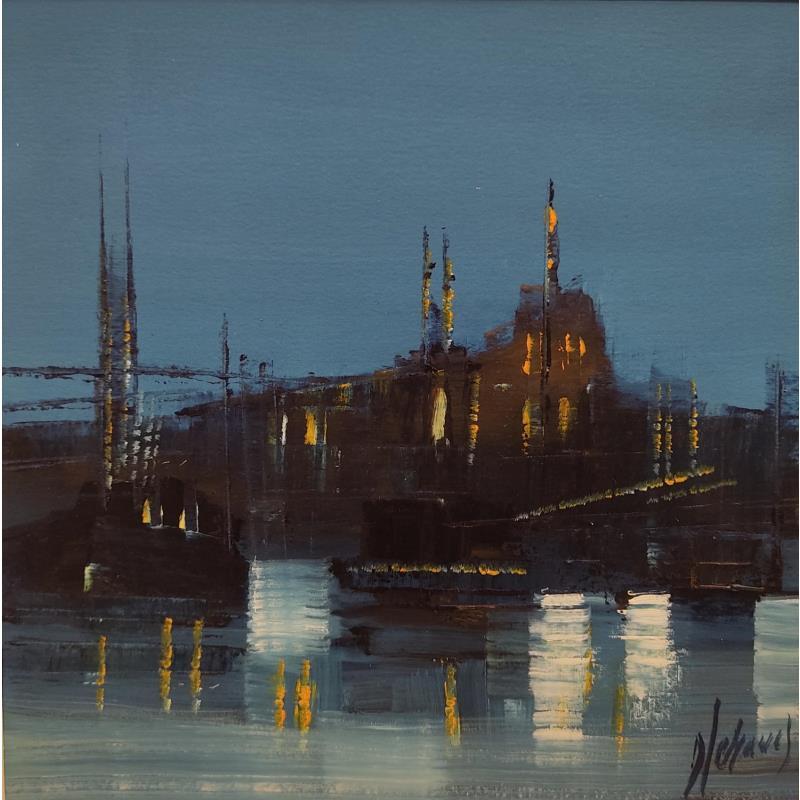 Painting un port la nuit by Héraud Alain | Painting Figurative Marine Oil