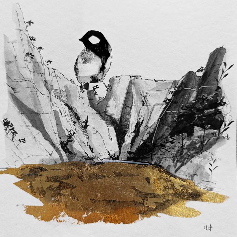 Peinture Cassis par Mü | Tableau Figuratif Encre, Feuille d'or Animaux, Paysages