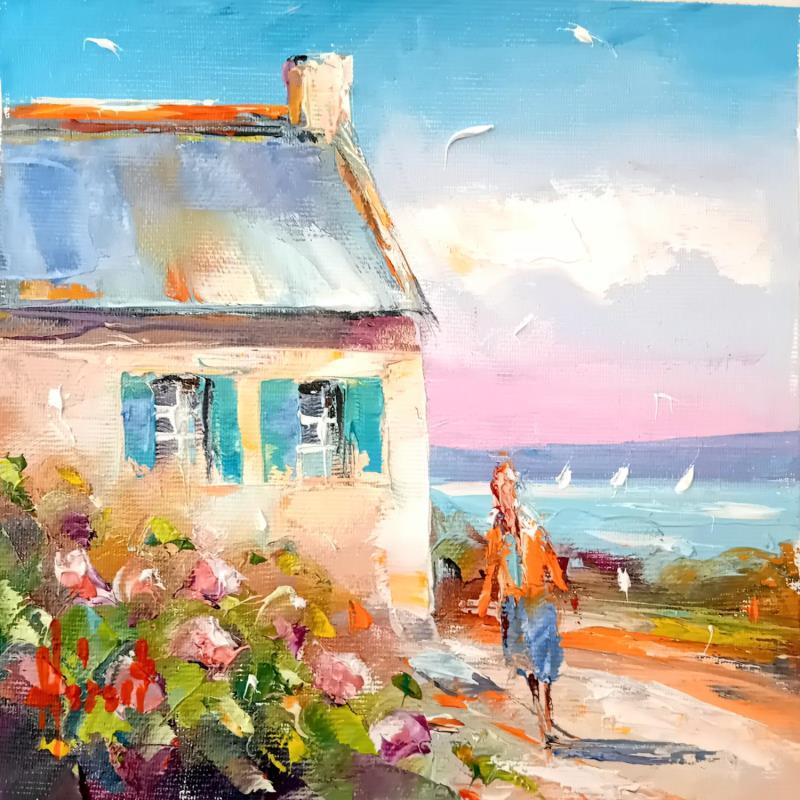 Painting Maison bretonne  by Hébert Franck | Painting Figurative Landscapes Marine Oil