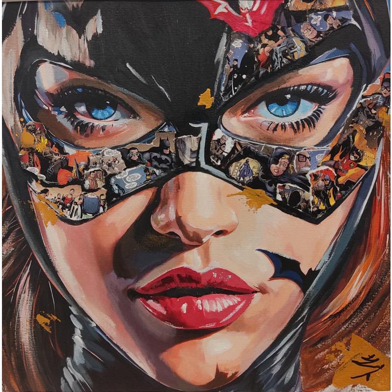 Painting Bat Girl 1 by Caizergues Noël  | Painting Pop-art Pop icons Acrylic Gluing