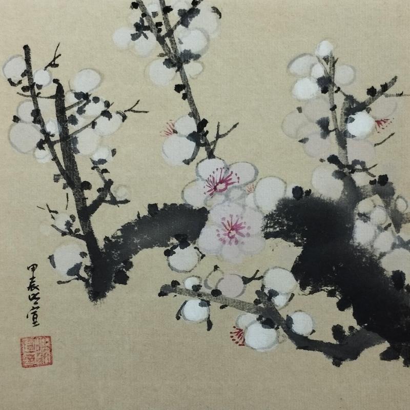 Painting White blossom by Du Mingxuan | Painting Figurative Nature Watercolor Ink