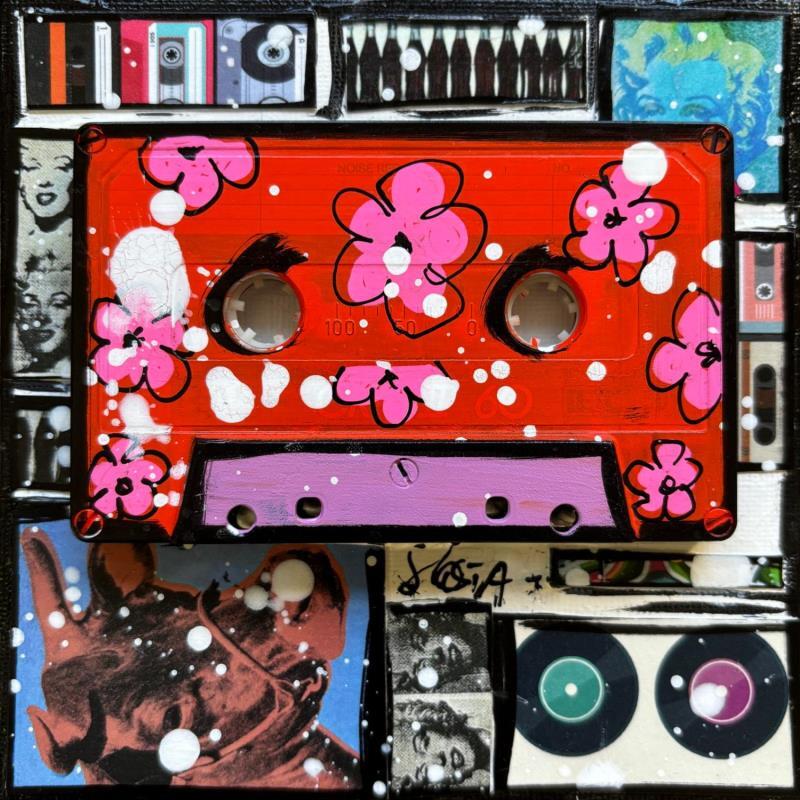 Peinture POP K7  (rouge) par Costa Sophie | Tableau Pop-art Icones Pop Acrylique Collage Upcycling