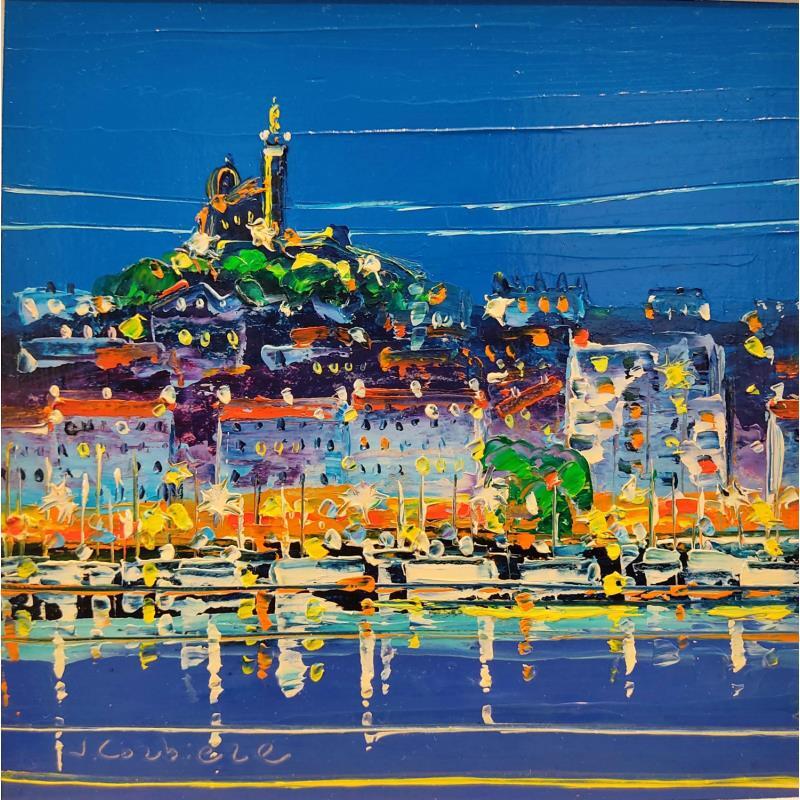 Painting Balade nocturne à Marseille by Corbière Liisa | Painting Figurative Landscapes Marine Oil