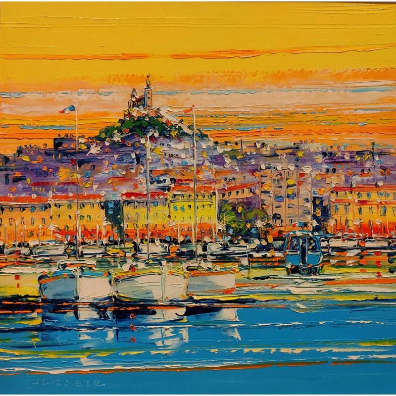 Peinture La traversée du Ferry Boat, Marseille par Corbière Liisa | Tableau Figuratif Paysages Marine Huile