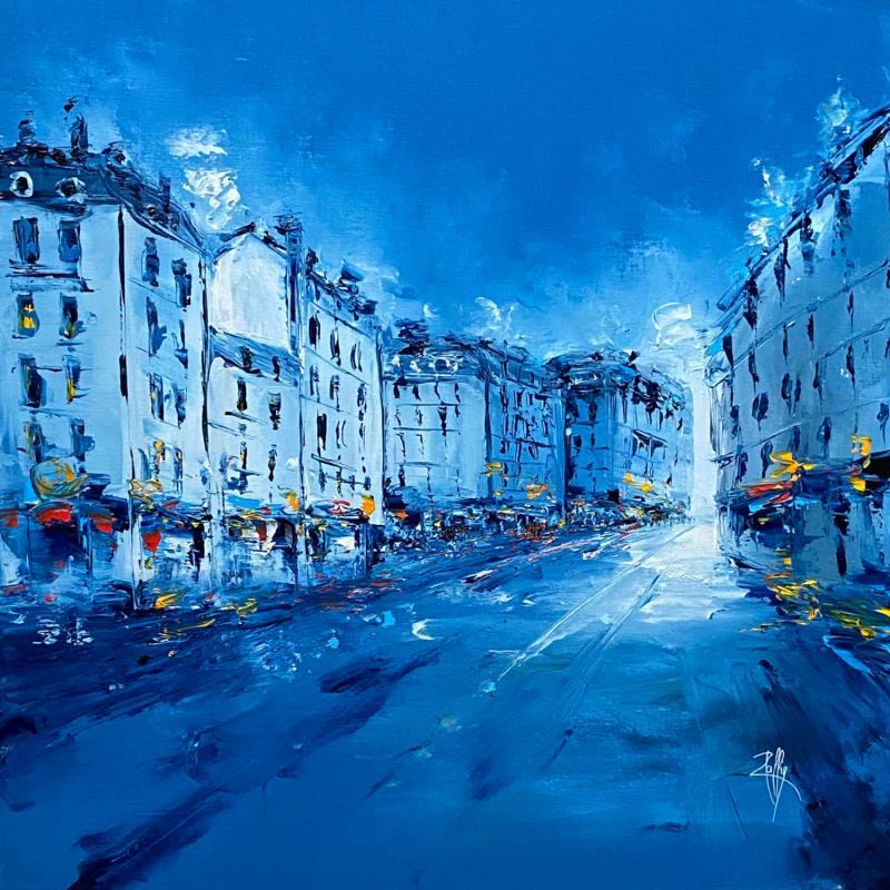 Peinture Soir de ville par Raffin Christian | Tableau Figuratif Urbain Huile