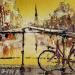 Painting Bikes and bridges married by Rodrigues Bené | Painting Figurative Urban Acrylic