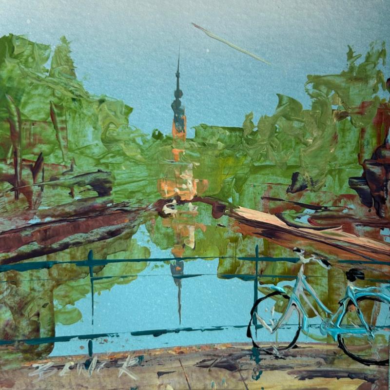 Painting Morning rides and canal sights  by Rodrigues Bené | Painting Figurative Urban Acrylic