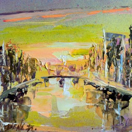 Painting Golden hour over the canals by Rodrigues Bené | Painting Figurative Acrylic Urban