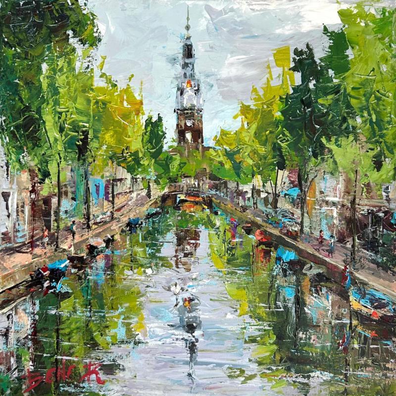 Painting Serenity at Zuiderkerk by Rodrigues Bené | Painting Figurative Acrylic Urban