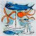 Painting Poulpe étoile by Colombo Cécile | Painting Naive art Marine Life style Animals Watercolor Acrylic Gluing Ink Pastel