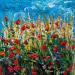 Painting Coquelicots et blés dorés by Amblard Florence | Painting Impressionism Landscapes Nature Oil Acrylic