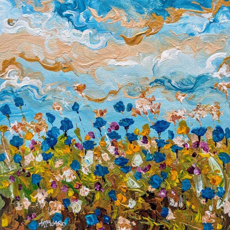 Gemälde Bleuets et fleurs sauvages von Amblard Florence | Gemälde Impressionismus Acryl, Öl Landschaften, Natur