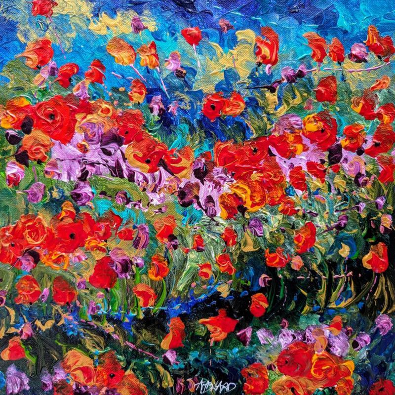 Painting Coquelicots à la tombée de la nuit by Amblard Florence | Painting Impressionism Acrylic, Oil Nature