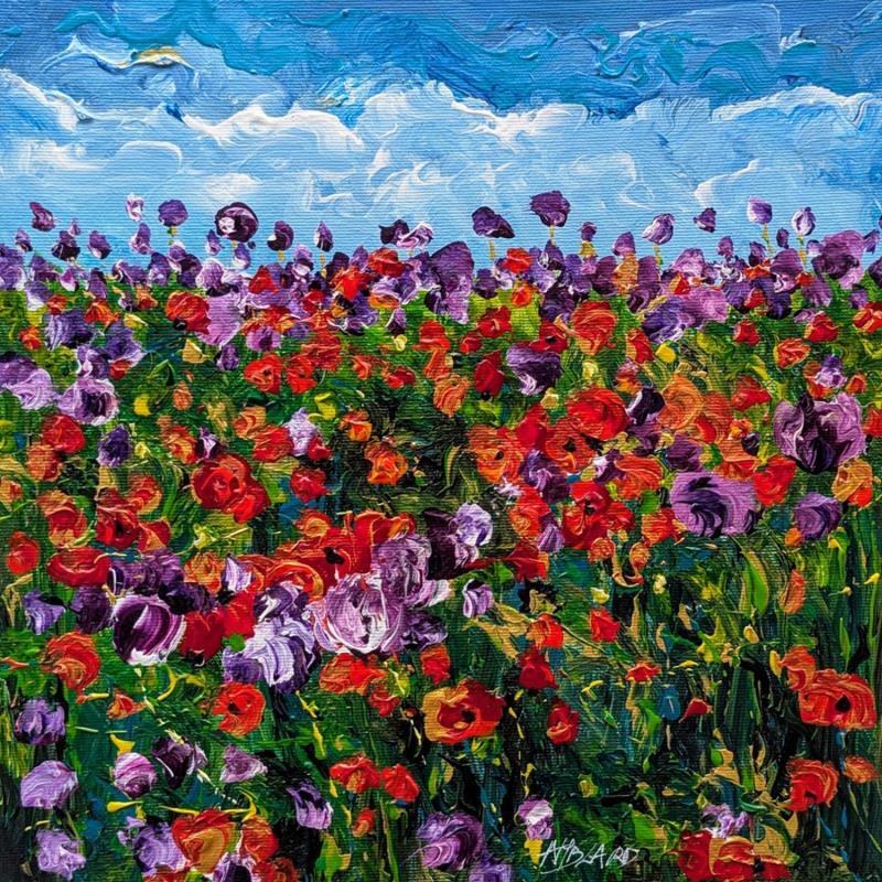 Peinture Coquelicots et pavots violets par Amblard Florence | Tableau Impressionnisme Paysages Nature Huile Acrylique