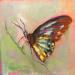 Painting papillon sur une brindille by Morales Géraldine | Painting Figurative Animals Oil