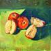 Painting Les pommes rouges by Morales Géraldine | Painting Figurative Still-life Oil