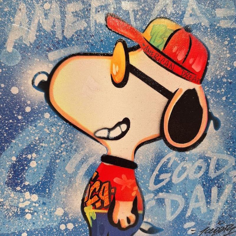 Gemälde Snoopy American von Kedarone | Gemälde Pop-Art Pop-Ikonen Graffiti Acryl