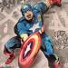 Peinture Captain America Vintage par Kedarone | Tableau Pop-art Icones Pop Graffiti Acrylique