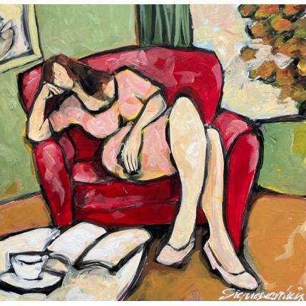 Painting La pause roman by Signamarcheix Bernard | Painting Naive art Acrylic, Ink, Pastel