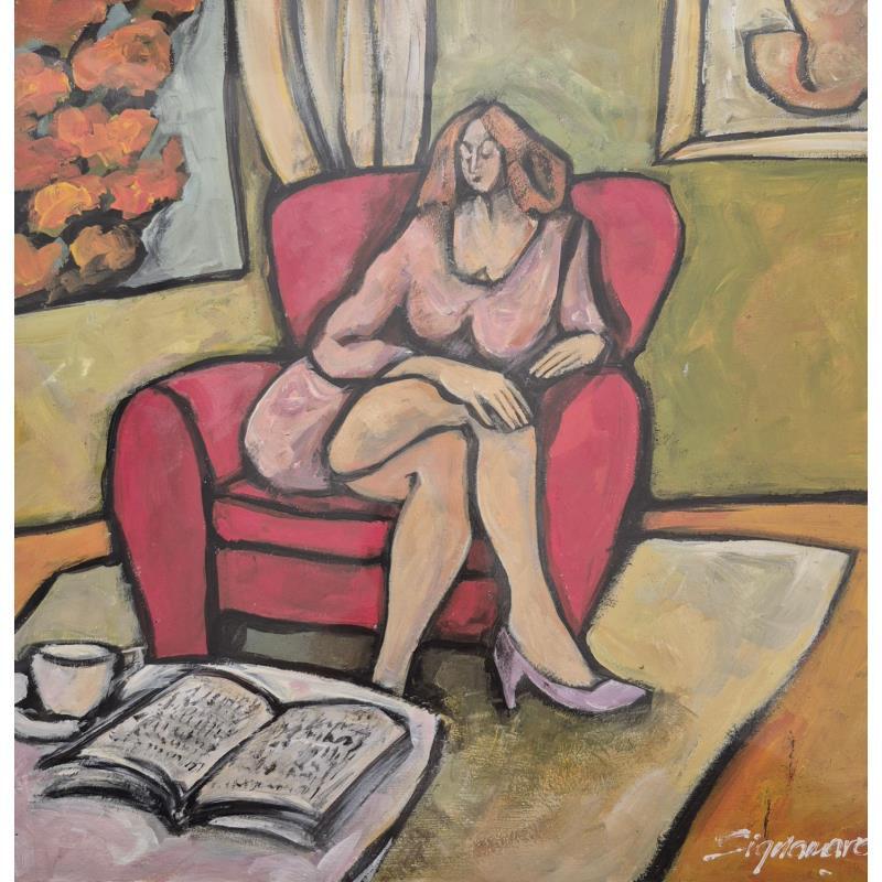Painting Le dernier best seller by Signamarcheix Bernard | Painting Naive art Acrylic, Ink, Pastel