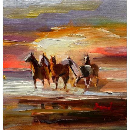 Painting Evening Glow by Bond Tetiana | Painting Figurative Oil Animals, Landscapes