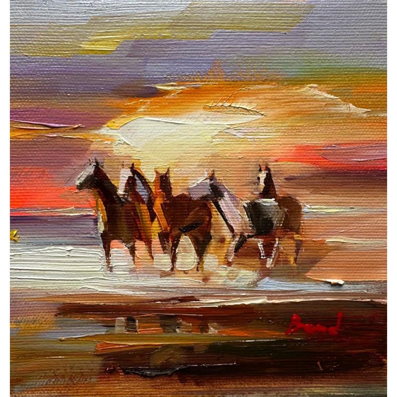 Painting Evening Glow by Bond Tetiana | Painting Figurative Oil Animals, Landscapes