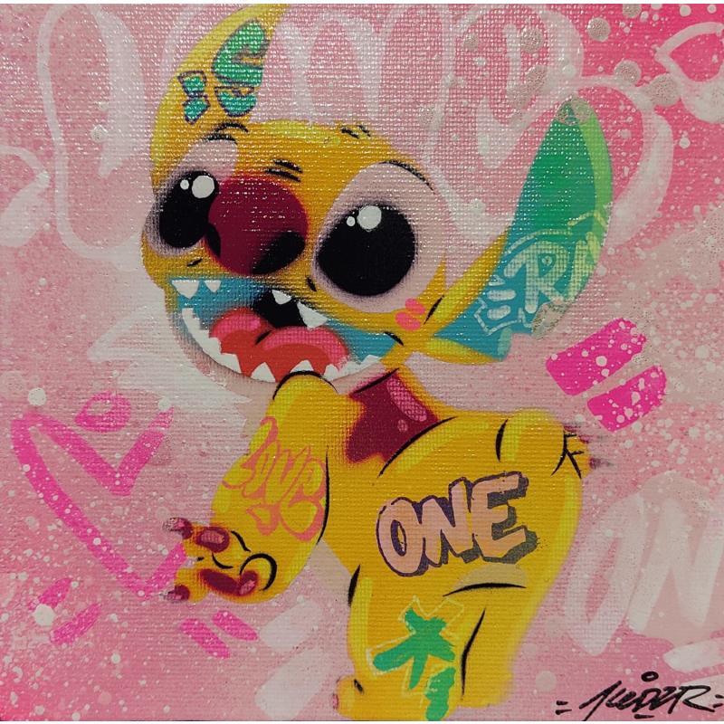 Gemälde Stitch Pop von Kedarone | Gemälde Pop-Art Pop-Ikonen Graffiti Acryl