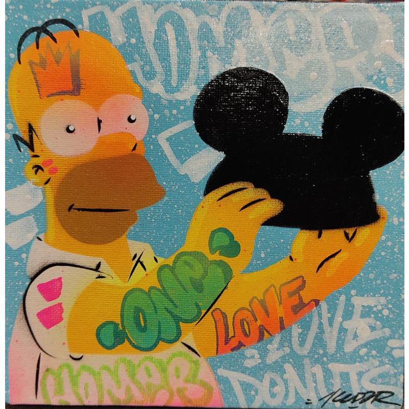 Gemälde Homer Mousse von Kedarone | Gemälde Pop-Art Pop-Ikonen Graffiti Acryl