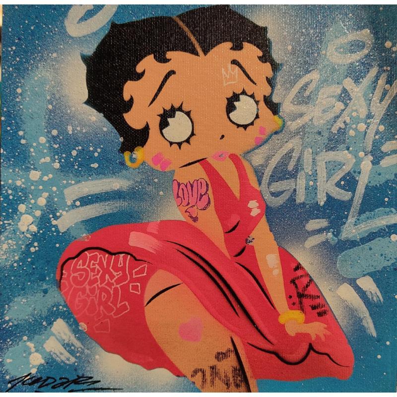 Gemälde Betty Boop von Kedarone | Gemälde Pop-Art Pop-Ikonen Graffiti Acryl