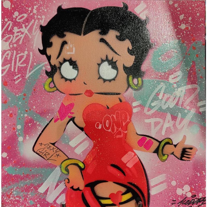 Gemälde Betty Boop von Kedarone | Gemälde Pop-Art Pop-Ikonen Graffiti Acryl