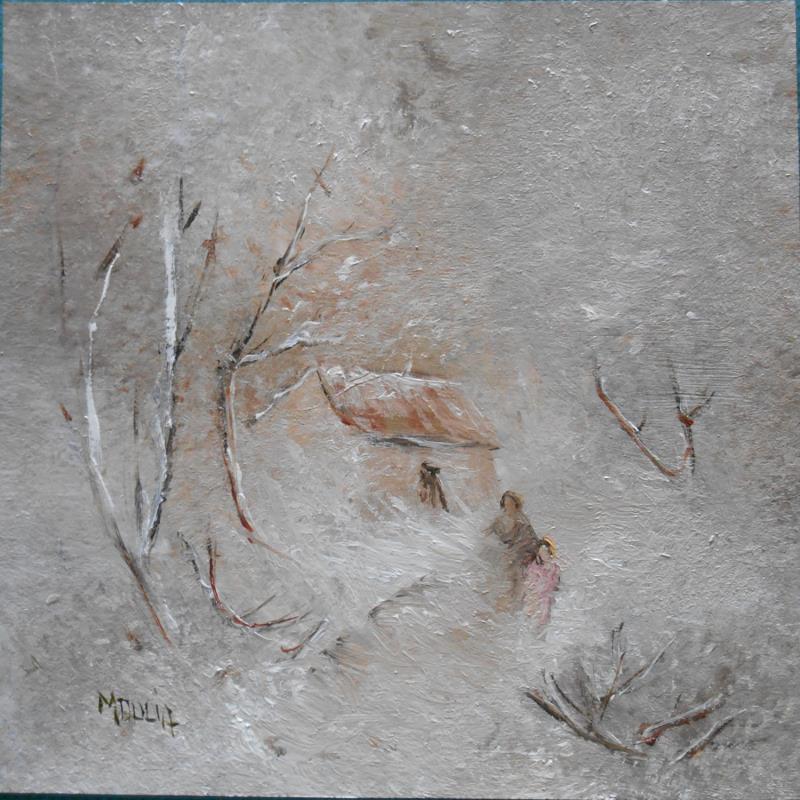 Peinture Neige par Moulia Francis | Tableau Figuratif Paysages Nature Scènes de vie Huile