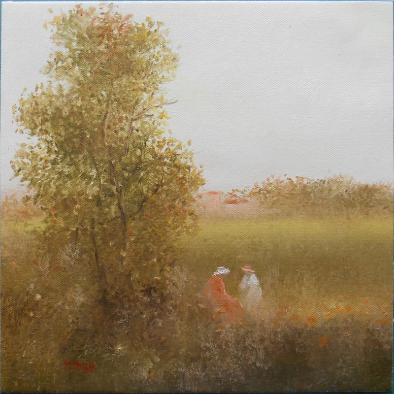 Painting Elles papotaient.... by Moulia Francis | Painting Figurative Landscapes Nature Life style Oil