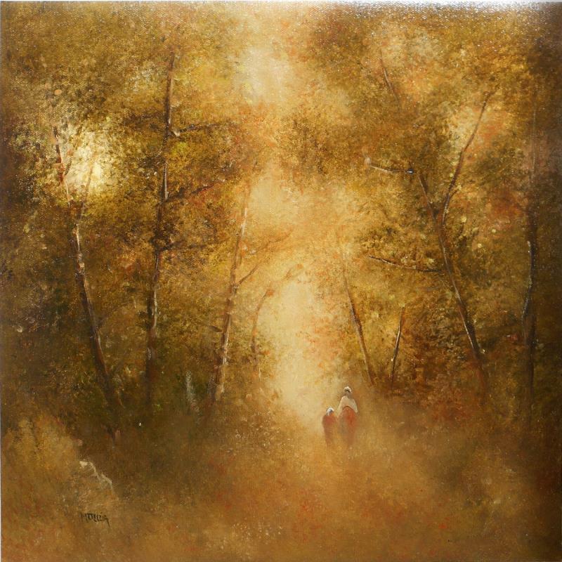 Painting A travers bois by Moulia Francis | Painting Figurative Landscapes Nature Life style Oil