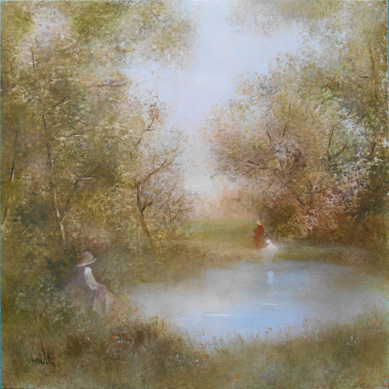 Painting Un après-midi d'été by Moulia Francis | Painting Figurative Oil Landscapes, Life style, Nature