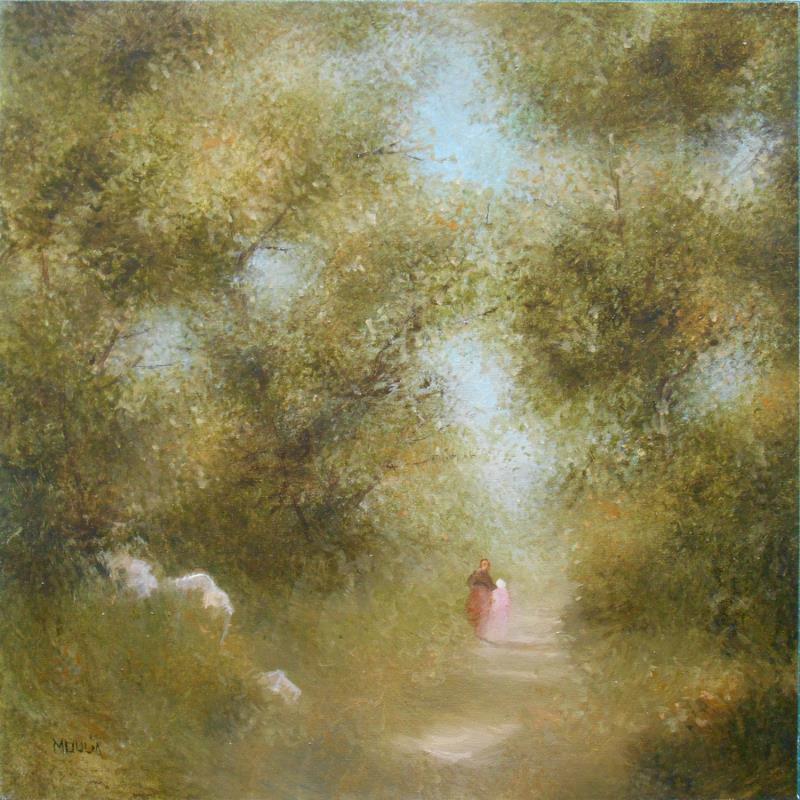 Peinture Chemin faisant par Moulia Francis | Tableau Figuratif Paysages Nature Scènes de vie Huile