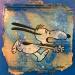 Painting Snoopy peur bleue by Kikayou | Painting Pop-art Pop icons Graffiti Cardboard Acrylic Gluing