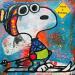 Gemälde Snoopy ski von Kikayou | Gemälde Pop-Art Pop-Ikonen Graffiti Acryl Collage