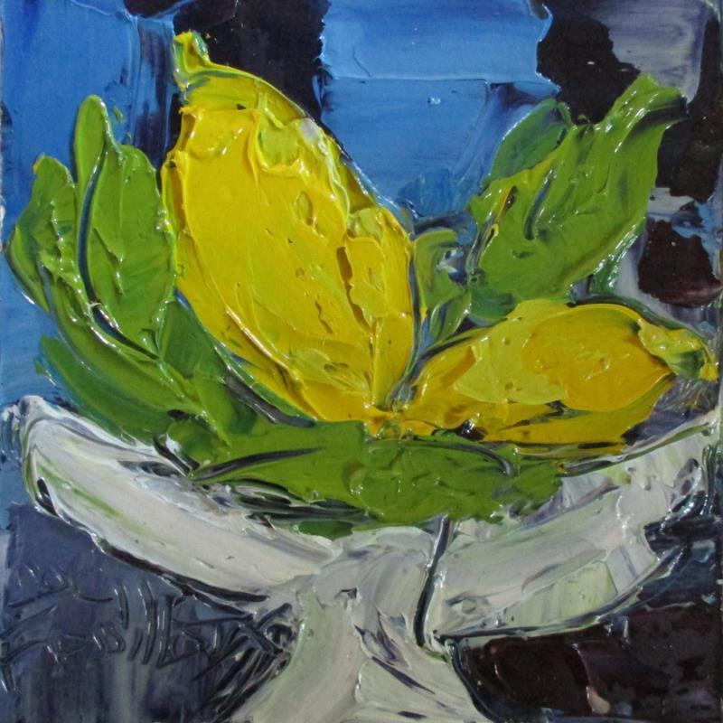 Peinture coupe aux citrons par Joelle Fouilloux | Tableau Huile