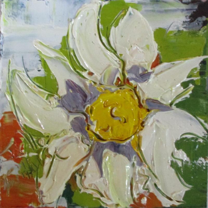 Painting marguerite by Joelle Fouilloux | Painting Oil