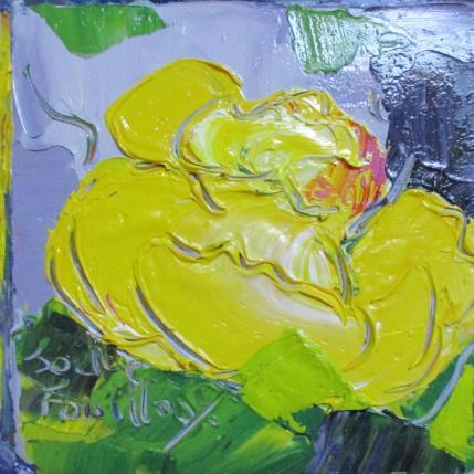 Painting rose jaune by Joelle Fouilloux | Painting  Oil