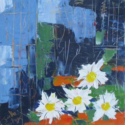 Peinture  marguerites par Joelle Fouilloux | Tableau  Huile