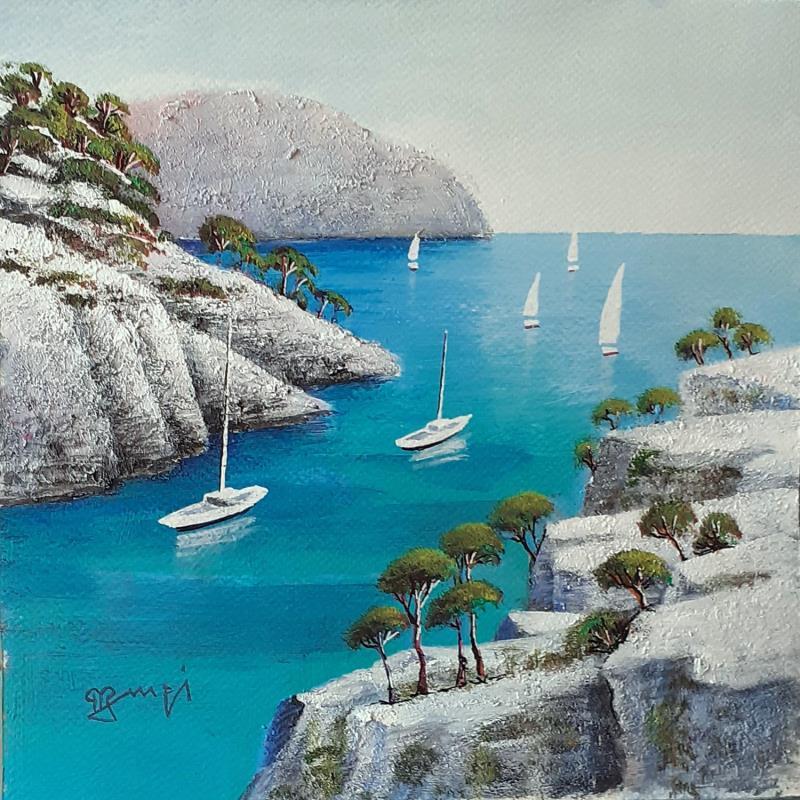 Gemälde AQ153 CALANQUE DE CASSIS von Burgi Roger | Gemälde Figurativ Landschaften Marine Acryl