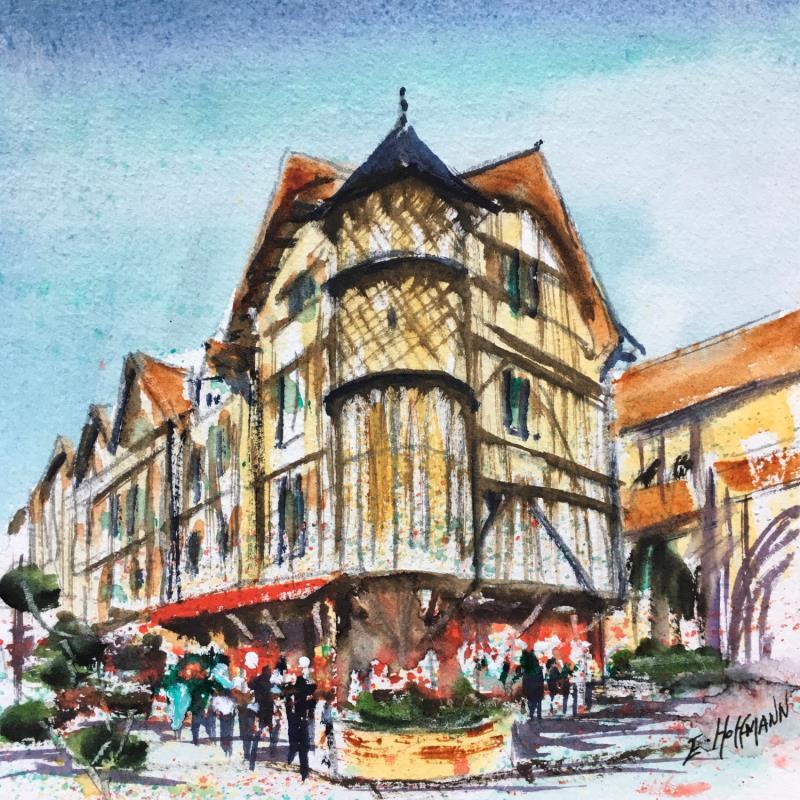 Painting Troyes Tourelle  by Hoffmann Elisabeth | Painting Figurative Urban Watercolor