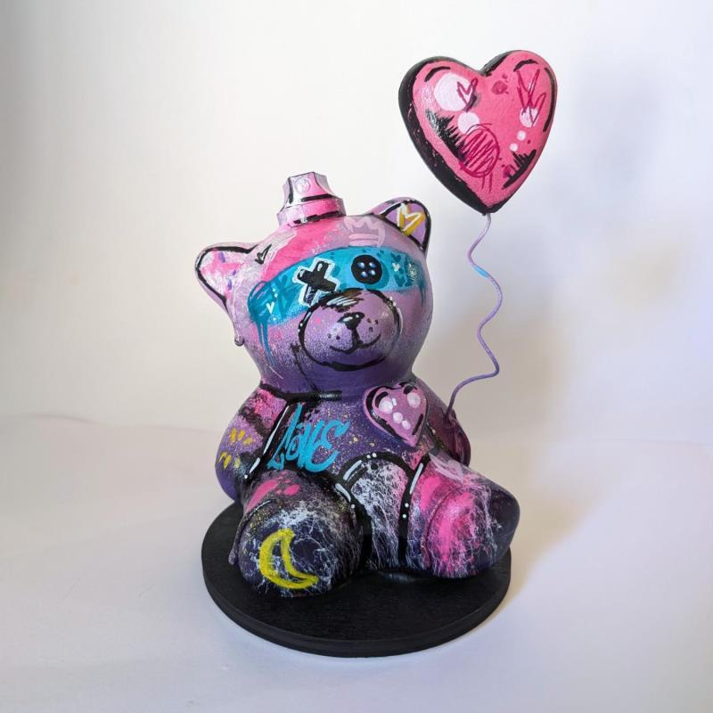 Skulptur Violet bear von Sufyr | Skulptur Street art Tiere Graffiti Posca