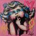 Painting L'ange cupidon  by Sufyr | Painting Street art Child Graffiti Posca