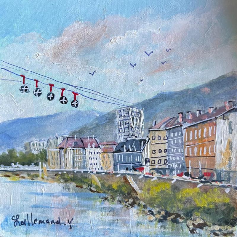 Peinture Grenoble et bulles 1 par Lallemand Yves | Tableau Figuratif Urbain Acrylique