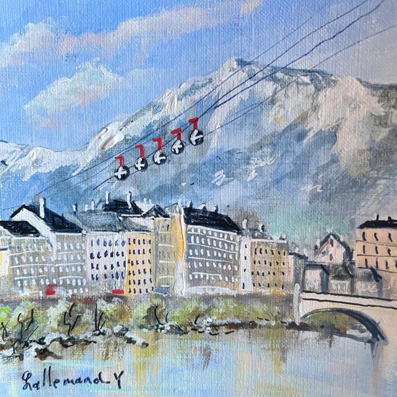 Peinture Grenoble et les bulles 3 par Lallemand Yves | Tableau Figuratif Urbain Acrylique